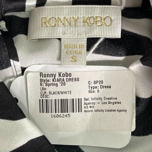 NWT Ronny Kobo Women's Black White Kiara Long Sleeve Midi Dress Size Small - Picture 7 of 15